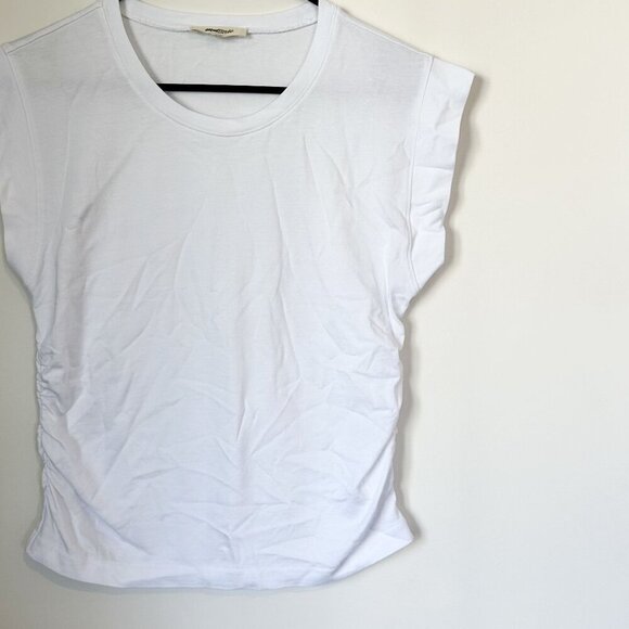 NEW Madewell Sutro Ruched Muscle Casual Luxe Jersey Tank in White - Size: Small - Picture 7 of 12